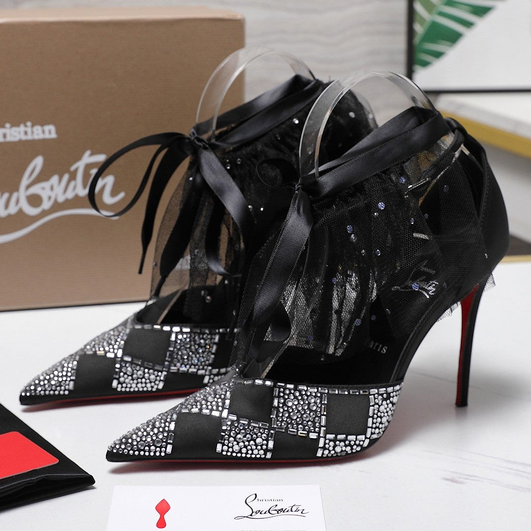 CL 2026 Doria Offenbee 105mm Pump Strass Tulle Leather 864004