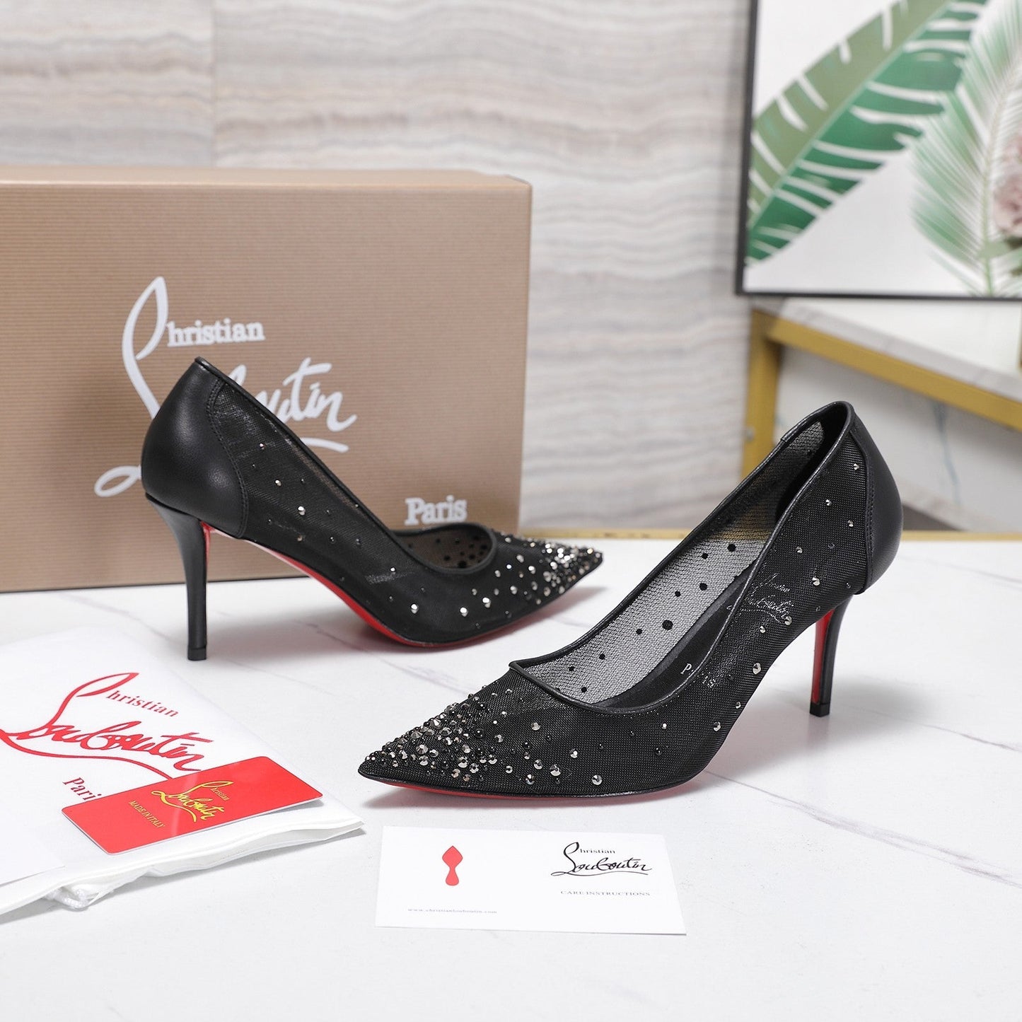 Christian Louboutin Miss Z Degrastrass Perla Pump Mesh Leather 863859