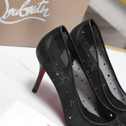Christian Louboutin Miss Z Degrastrass Perla Pump Mesh Leather 863859