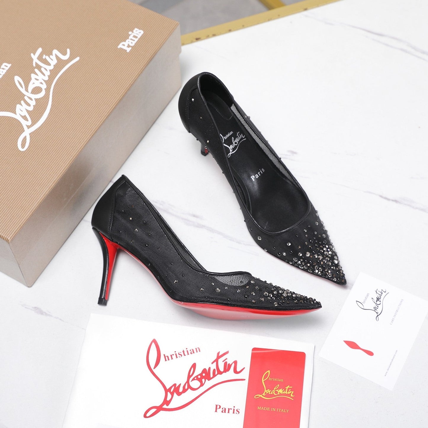 Christian Louboutin Miss Z Degrastrass Perla Pump Mesh Leather 863859
