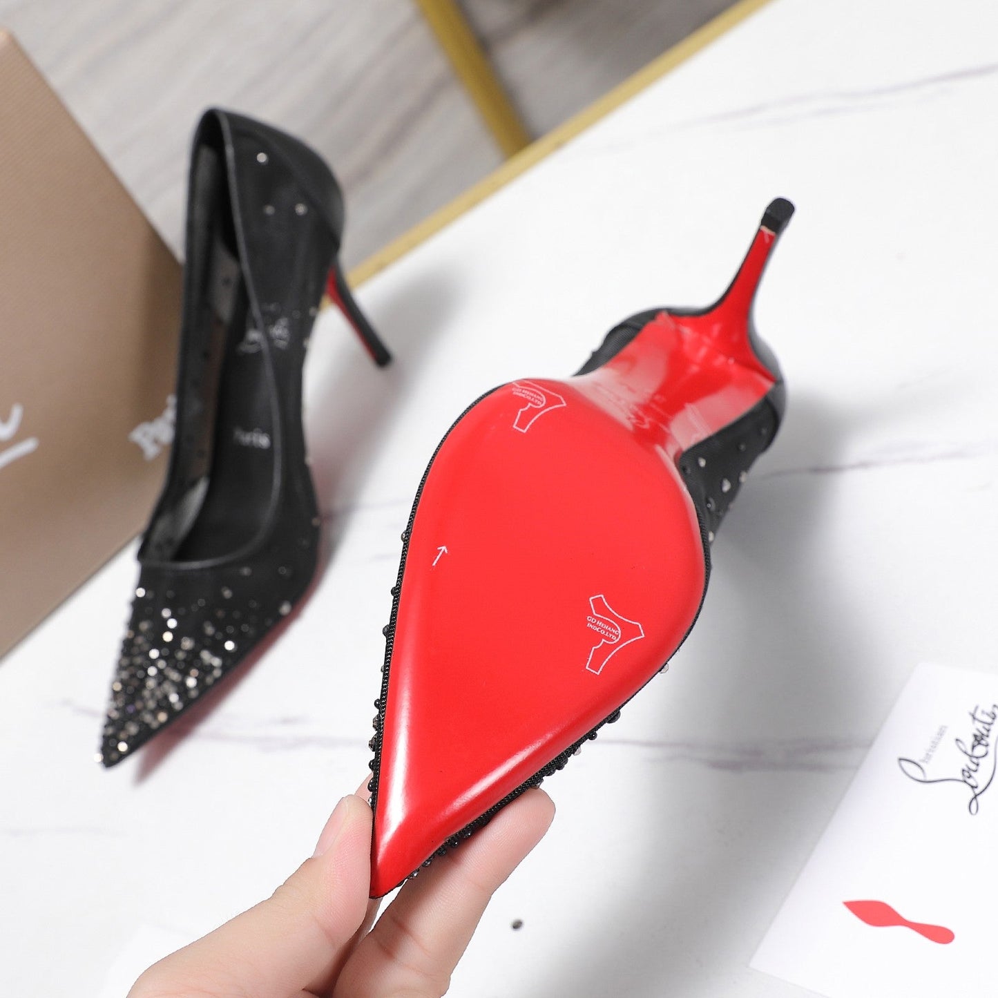 Christian Louboutin Miss Z Degrastrass Perla Pump Mesh Leather 863859