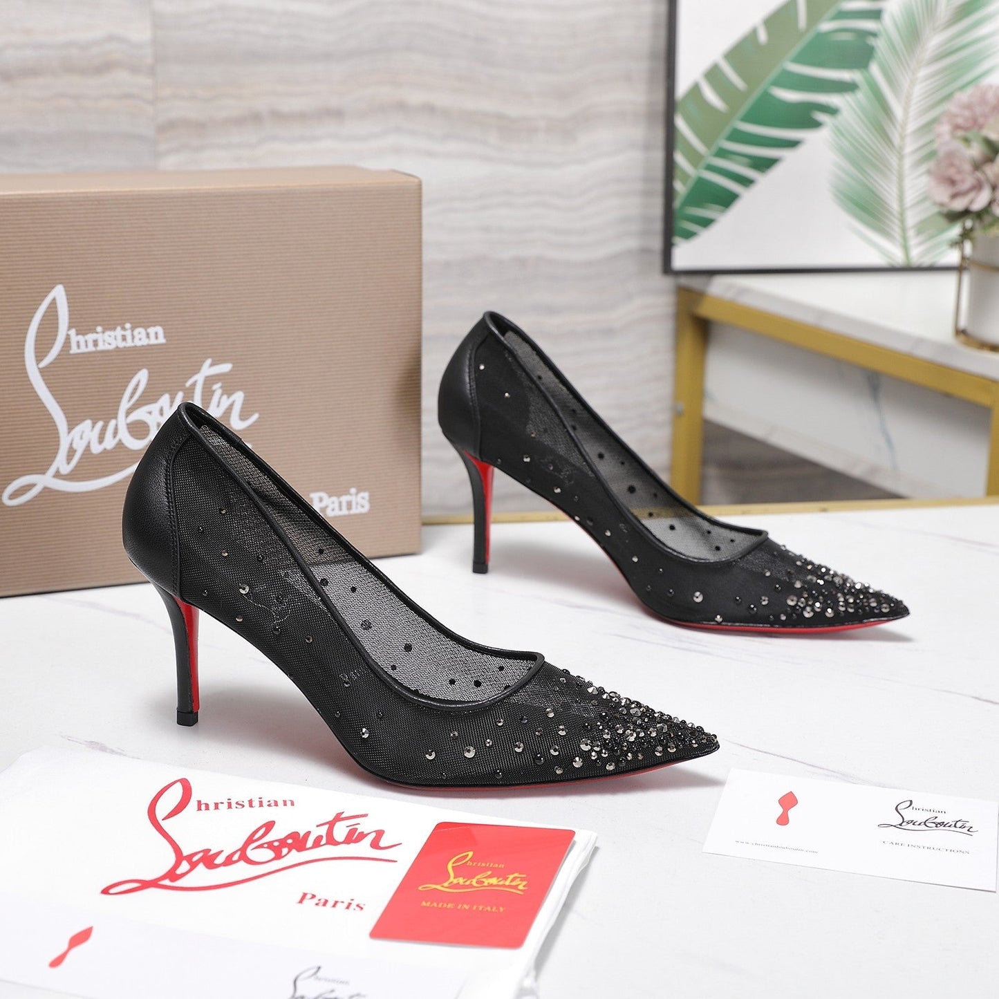 Christian Louboutin Miss Z Degrastrass Perla Pump Mesh Leather 863859
