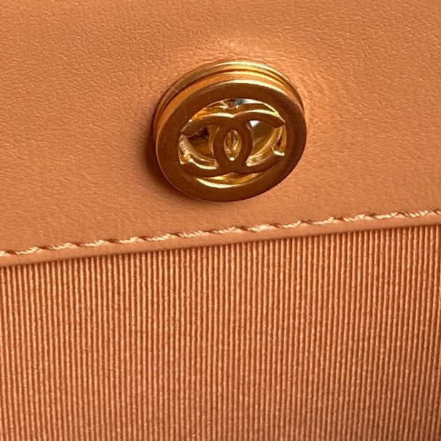 24K Shopping Bag 32cm Brown Calfskin Gold Hardware