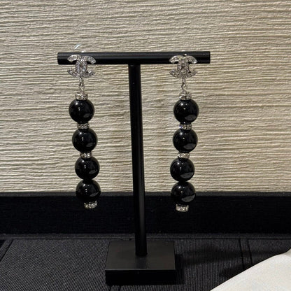 Chanel 2026 Light Gold Full Diamond Double C White Pearl Earrings