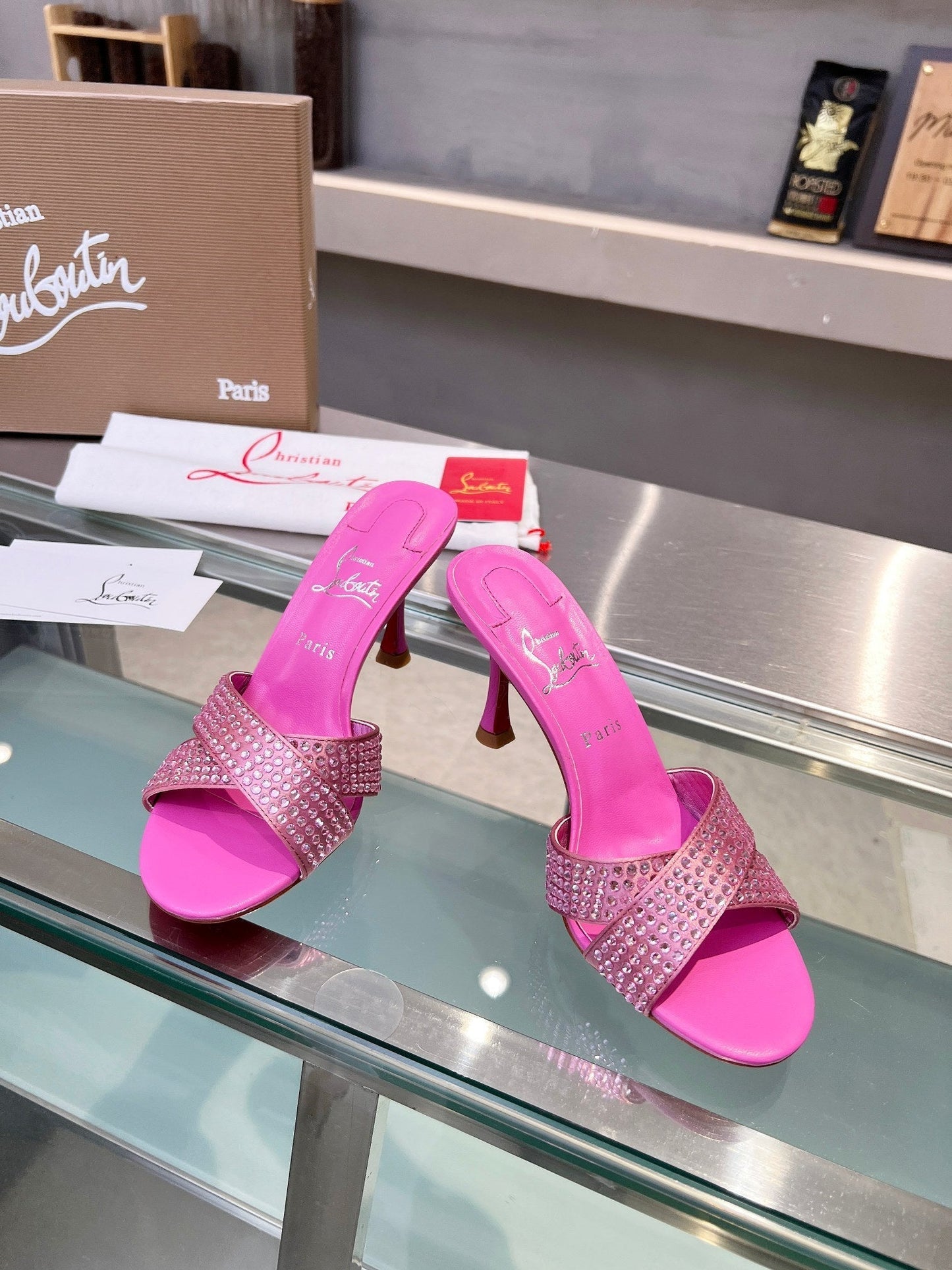 Christian Louboutin 2026 Mariza Is Back Mules 85mm Crystal-Embellished Leather 780497