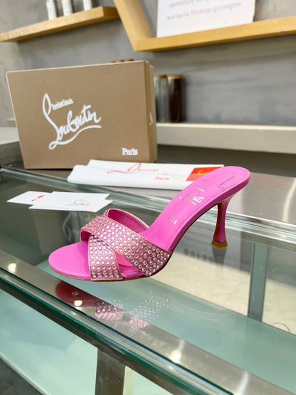Christian Louboutin 2026 Mariza Is Back Mules 85mm Crystal-Embellished Leather 780497