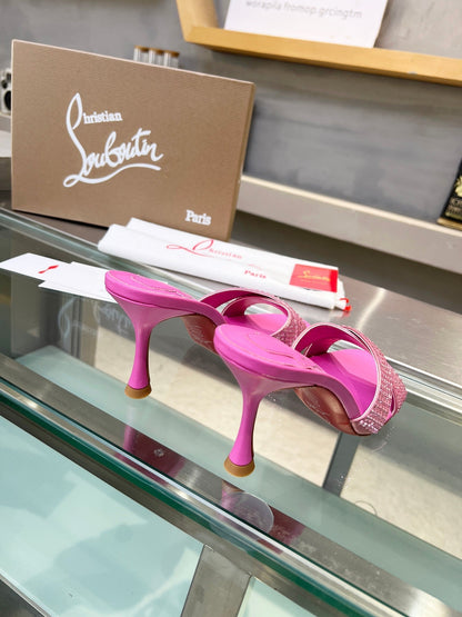 Christian Louboutin 2026 Mariza Is Back Mules 85mm Crystal-Embellished Leather 780497