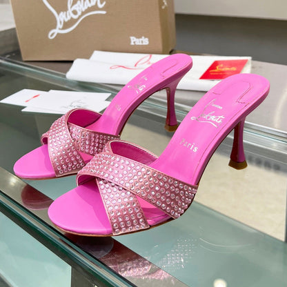 Christian Louboutin 2026 Mariza Is Back Mules 85mm Crystal-Embellished Leather 780497