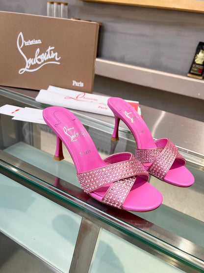 Christian Louboutin 2026 Mariza Is Back Mules 85mm Crystal-Embellished Leather 780497