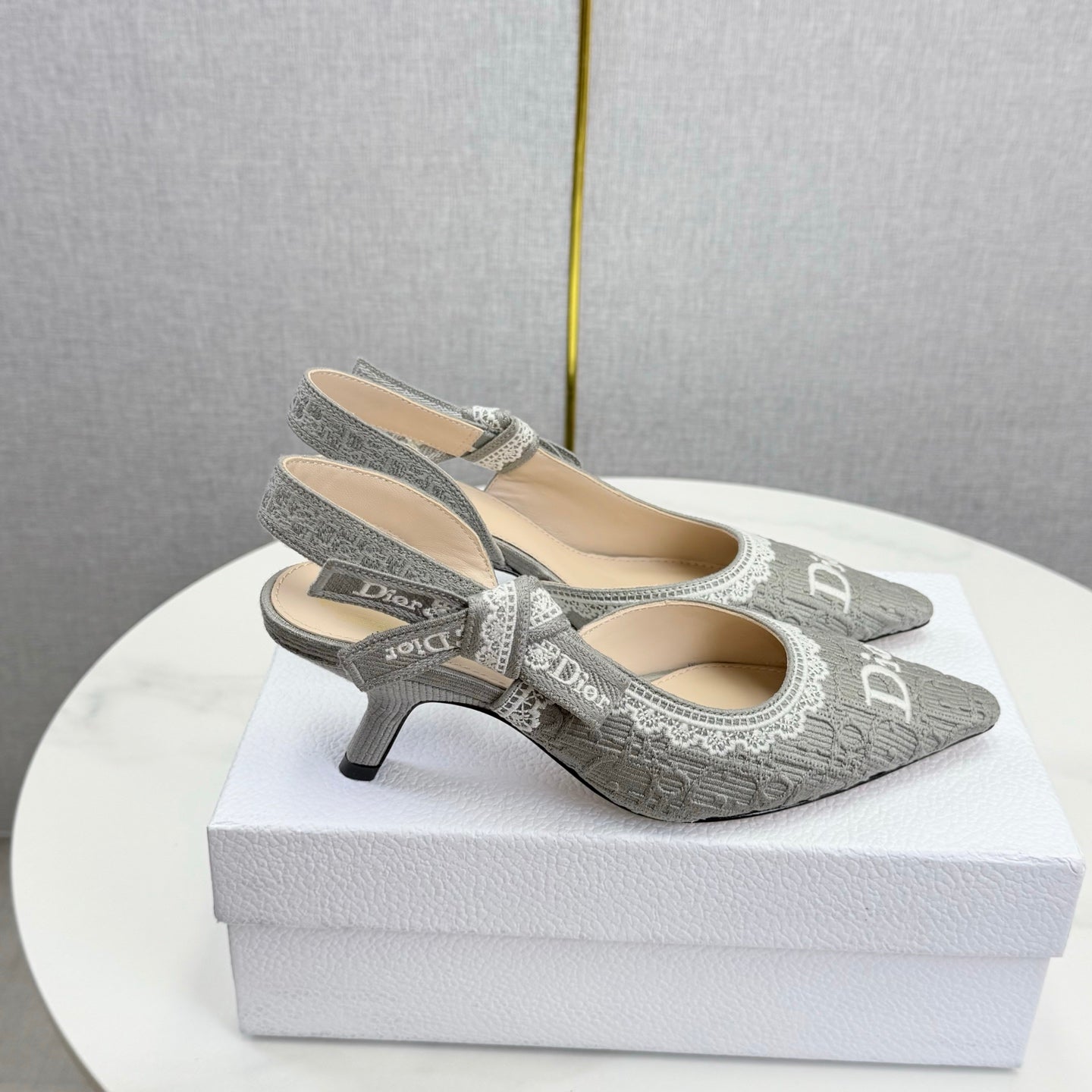 CD 26 Embroidered Slingback 65 Gray Canvas 620367