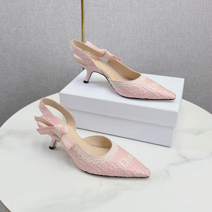 CD 26 Embroidered Slingback 65 Pink Canvas 620370