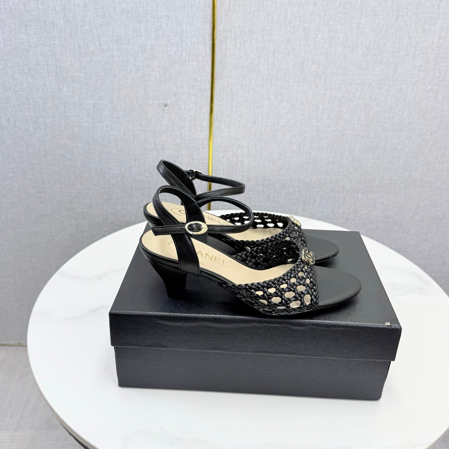 Chanel 2026 Slingback Sandals 40mm Woven Sheepskin 801631