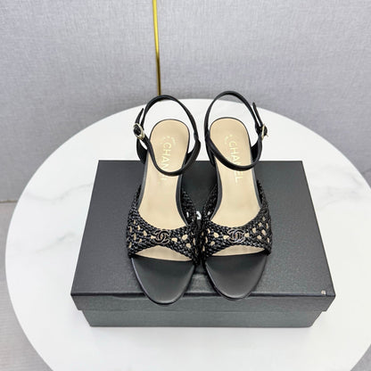 Chanel 2026 Slingback Sandals 40mm Woven Sheepskin 801631