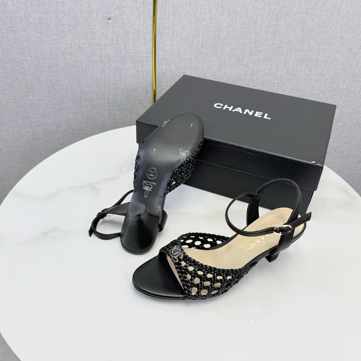 Chanel 2026 Slingback Sandals 40mm Woven Sheepskin 801631