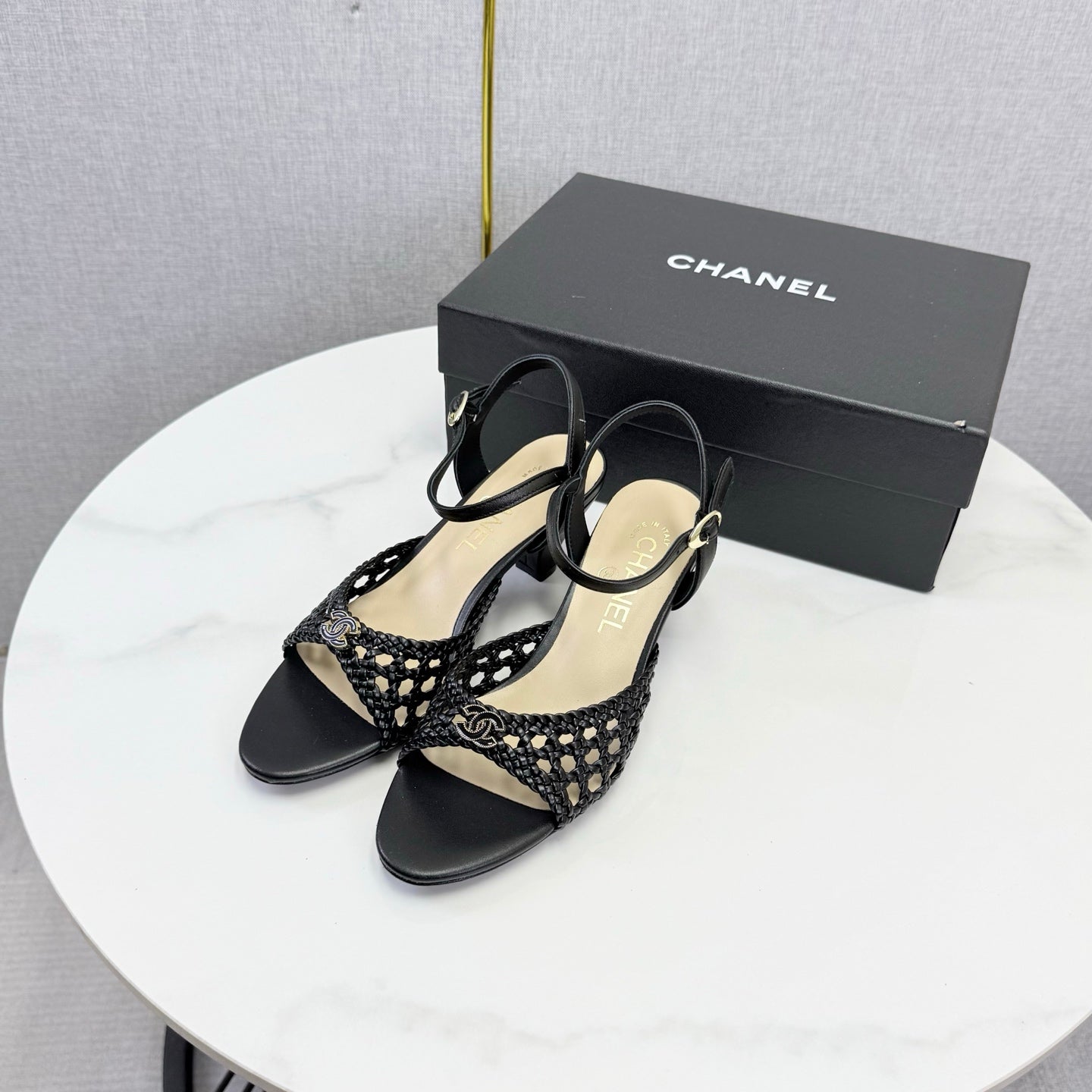 Chanel 2026 Slingback Sandals 40mm Woven Sheepskin 801631