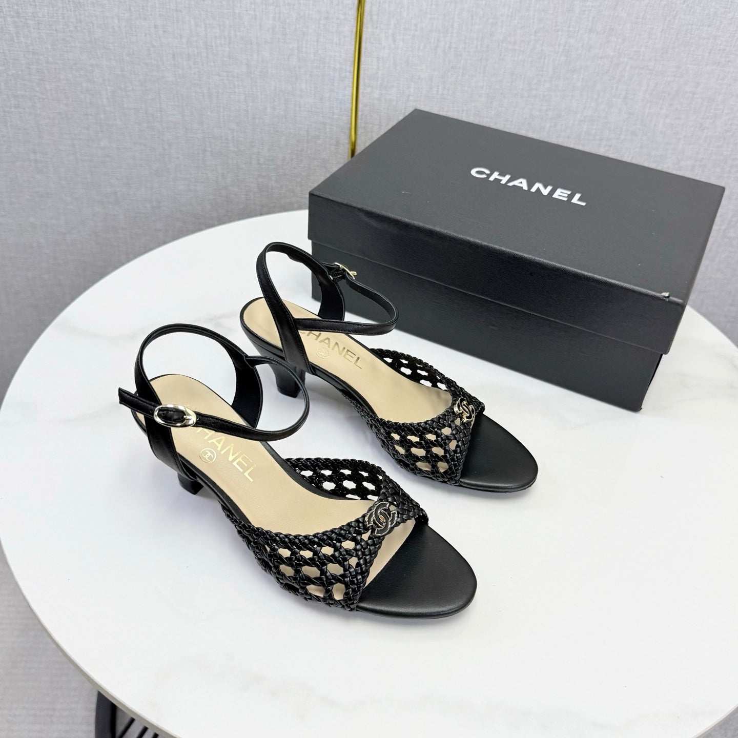 Chanel 2026 Slingback Sandals 40mm Woven Sheepskin 801631
