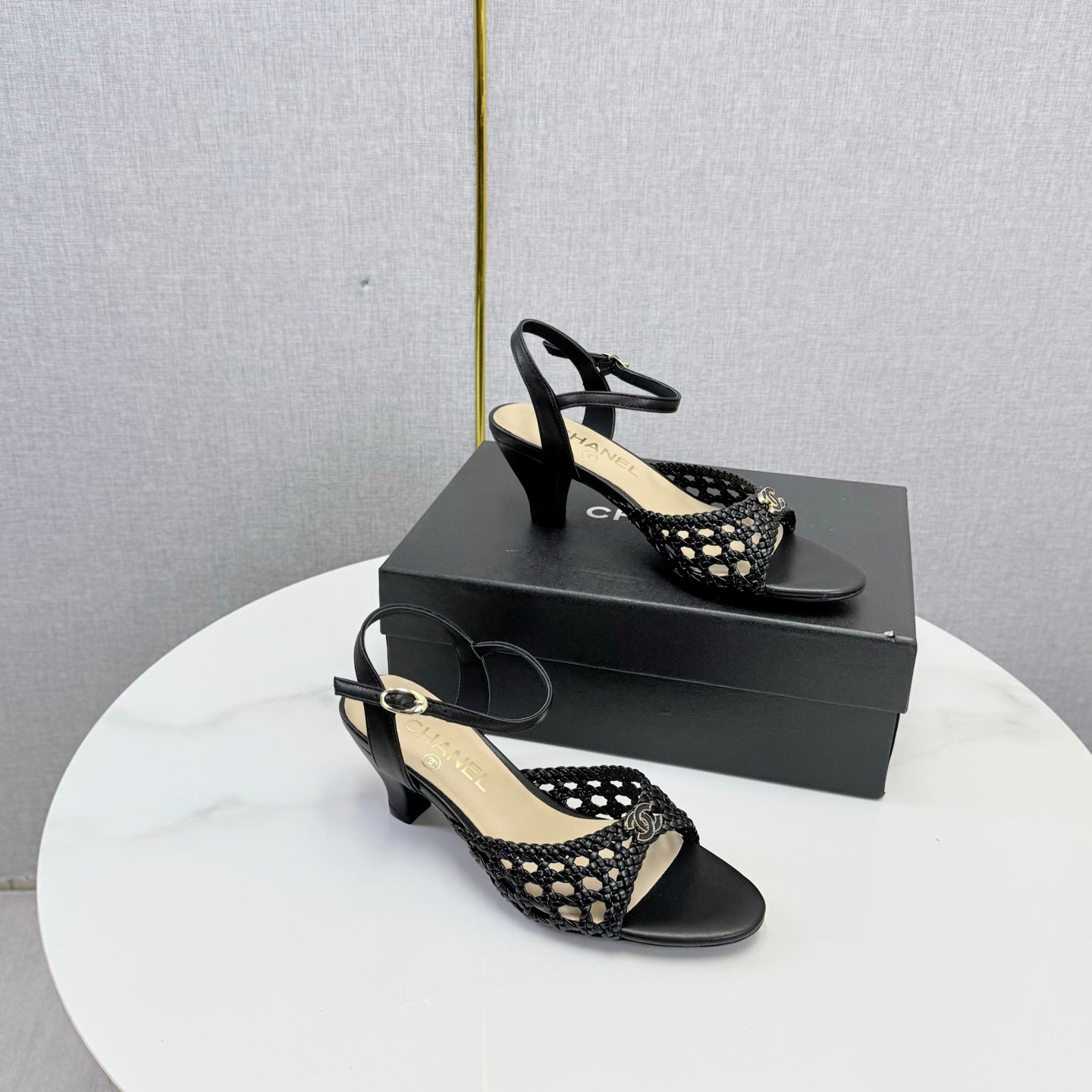 Chanel 2026 Slingback Sandals 40mm Woven Sheepskin 801631