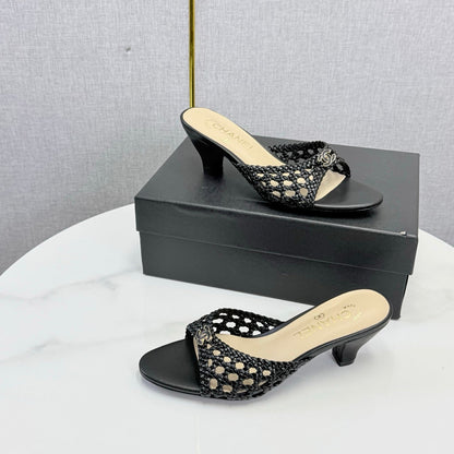 Chanel 2026 Mules 40mm Woven Sheepskin 801634