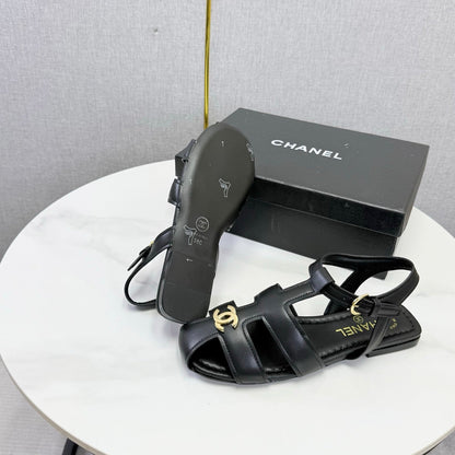 Chanel 2026 Double C Cutout Roman Flat Sandal Sheepskin 904596