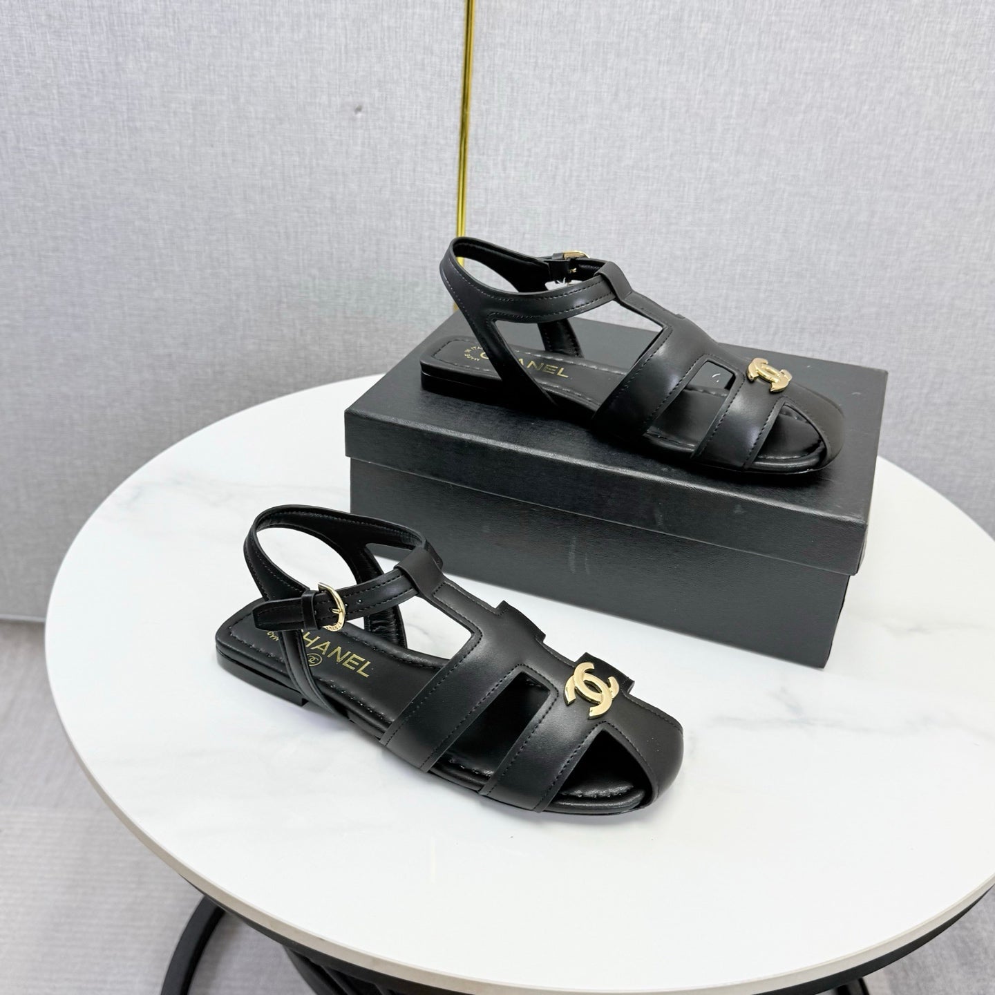 Chanel 2026 Double C Cutout Roman Flat Sandal Sheepskin 904596