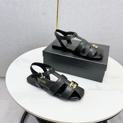 Chanel 2026 Double C Cutout Roman Flat Sandal Sheepskin 904596
