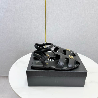 Chanel 2026 Double C Cutout Roman Flat Sandal Sheepskin 904596