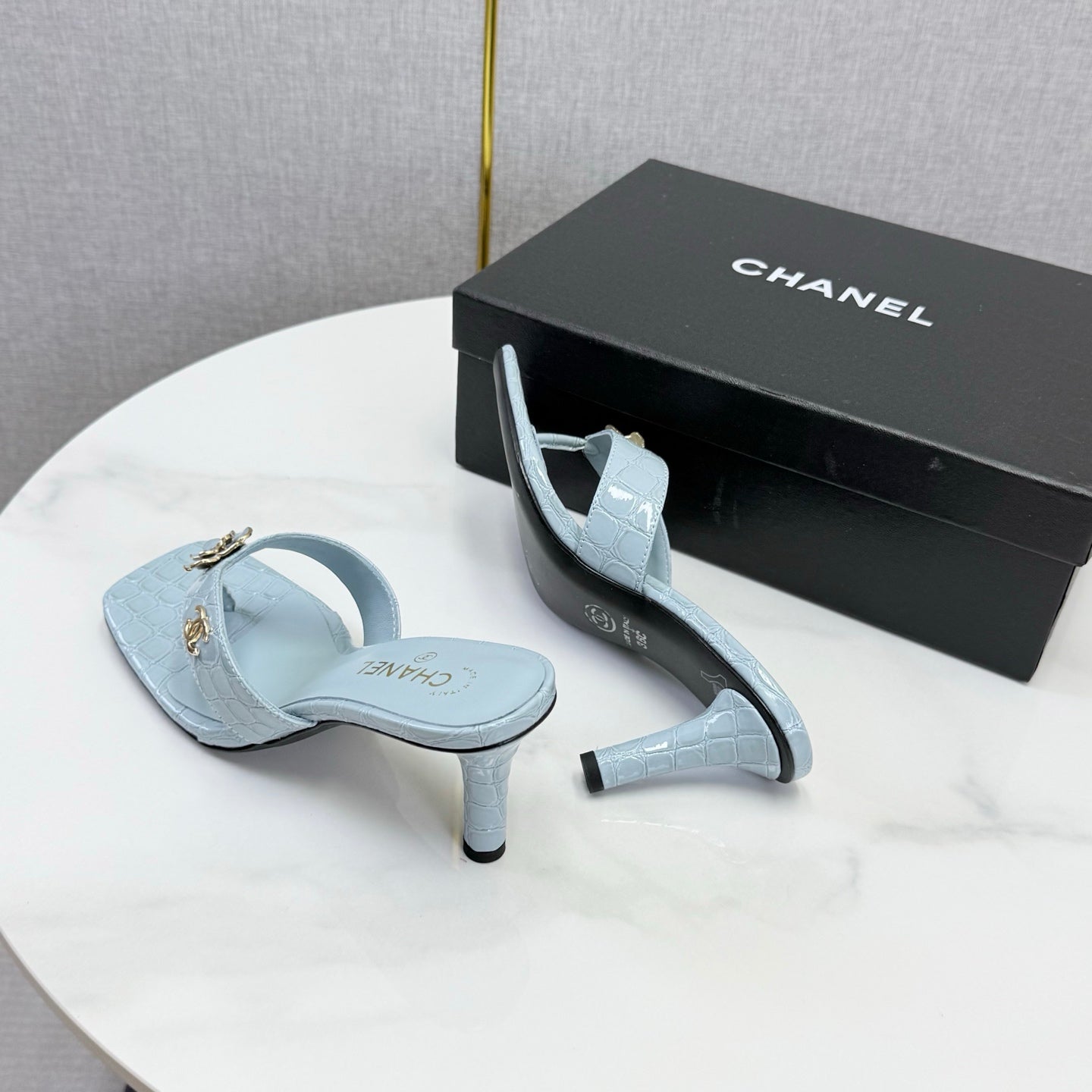 Chanel 2026 Crocodile Embossed Thong Sandal 60mm Leather 904417