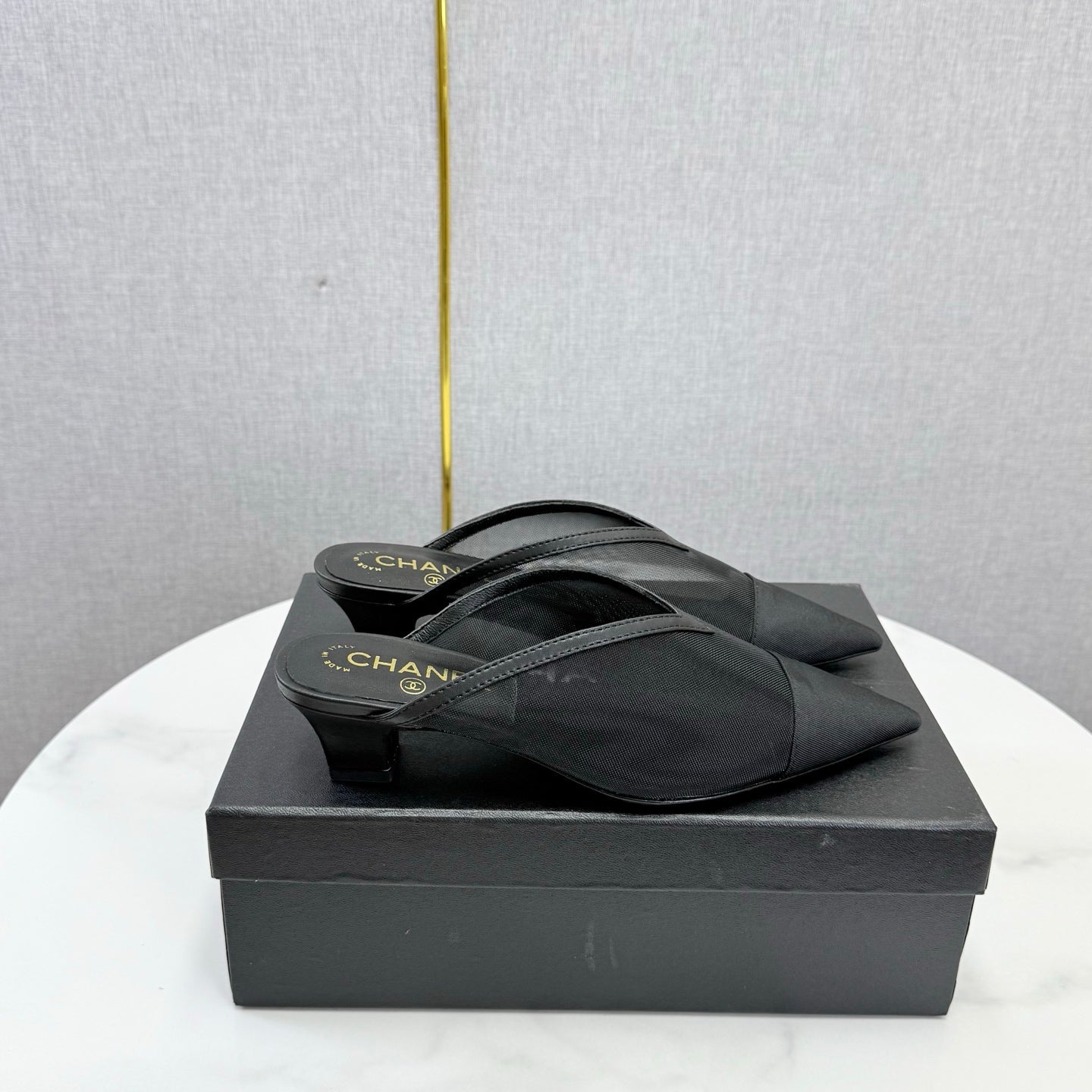 Chanel 2026 Mesh Mule Fabric Sheepskin 904436