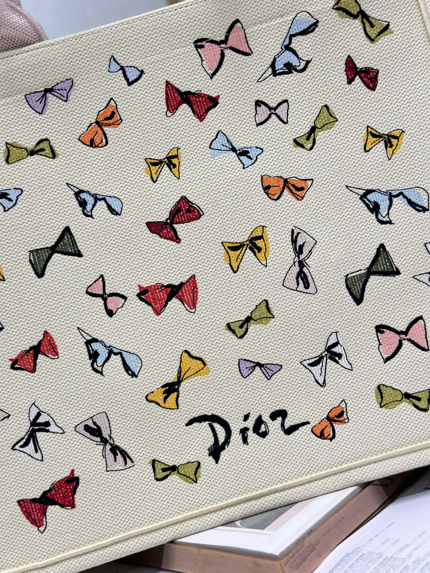 Dior 2026 Multicolor Bow Book Tote Bag Canvas 289511
