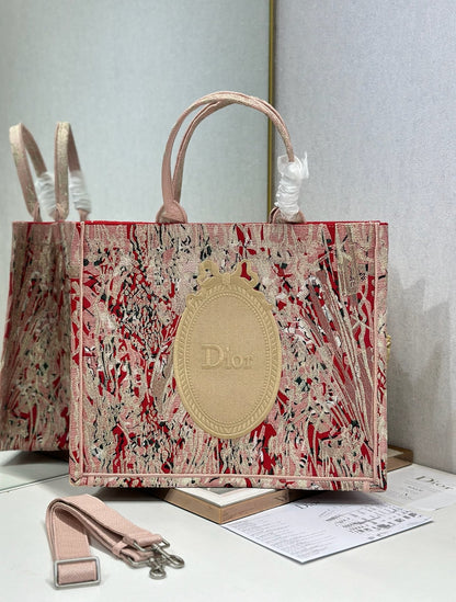 Dior 2026 Book Tote Bag Red mix colors Canvas 289525