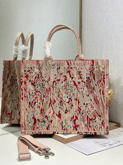 Dior 2026 Book Tote Bag Red mix colors Canvas 289525