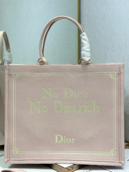 Dior 2026 "No Dior No Dietrich" Book Tote Bag Pink Canvas 290886