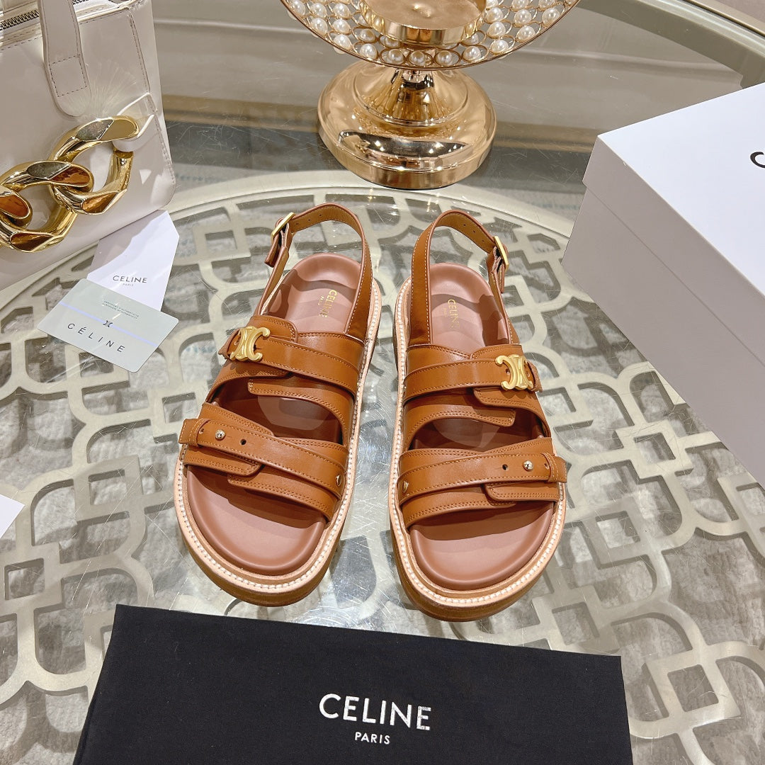 Celine 26 Tippi Triomphe Sandals Calfskin Leather 736593
