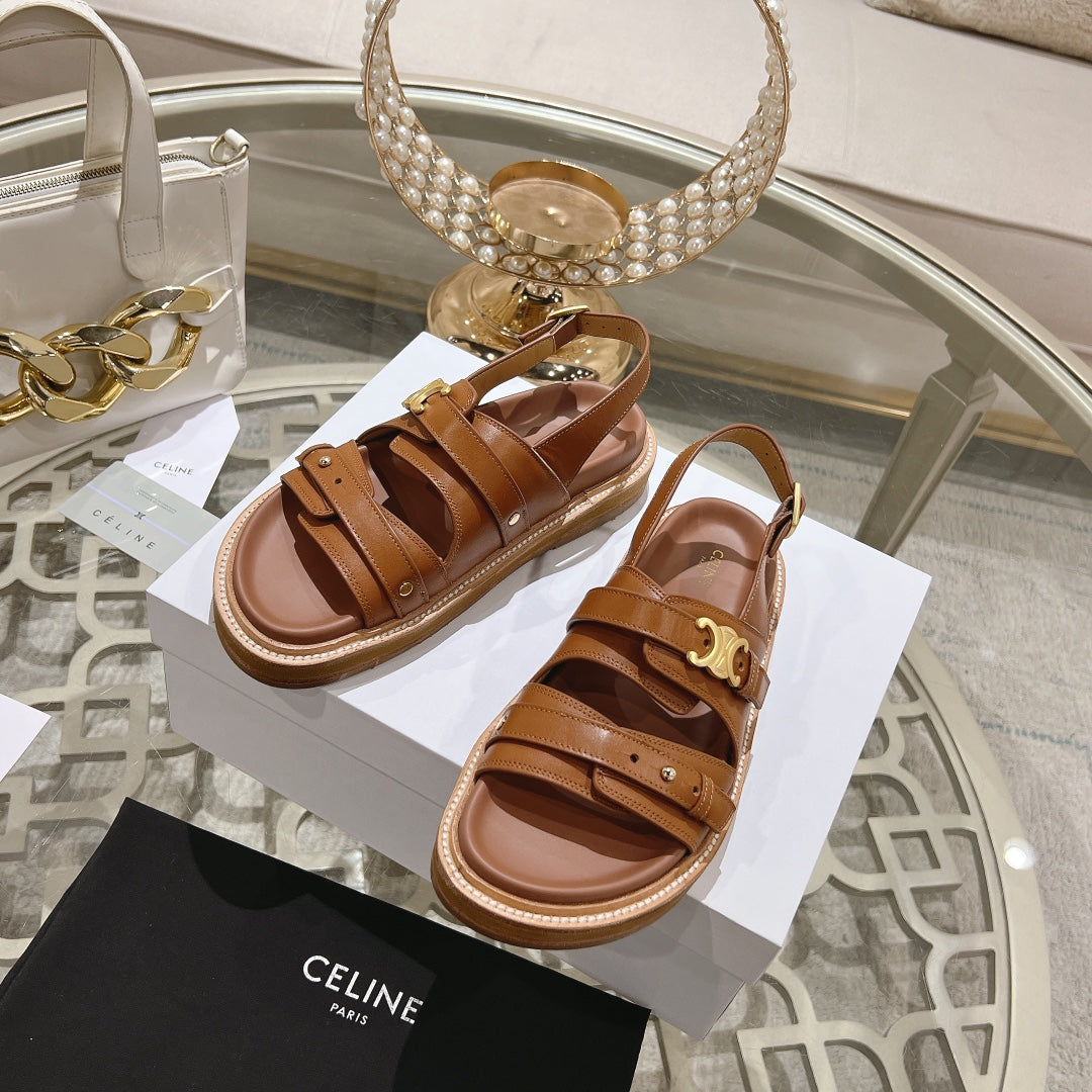 Celine 26 Tippi Triomphe Sandals Calfskin Leather 736593