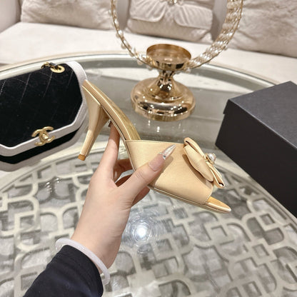 CC 26s Camellia High-Heeled Slippers Sheepskin