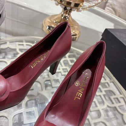 CC 26s High Heels Pump 85 Burgundy Black Sheepskin 627007