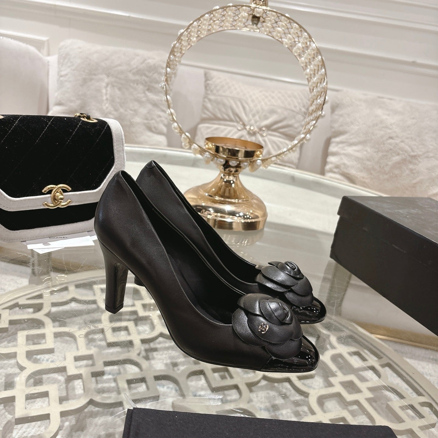 CC 26s High Heels Pump 85 Black Sheepskin 627010