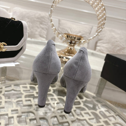 CC 26s High Heels Pump 85 Gray Black Suede 627012