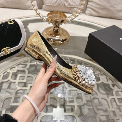 CC 26s Floral Ballet Flats Sheepskin
