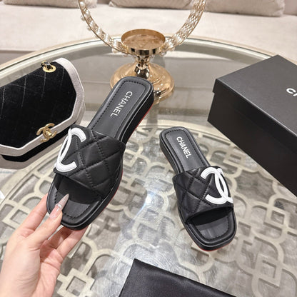 CC 26s Platform Slippers Black White Sheepskin 627072