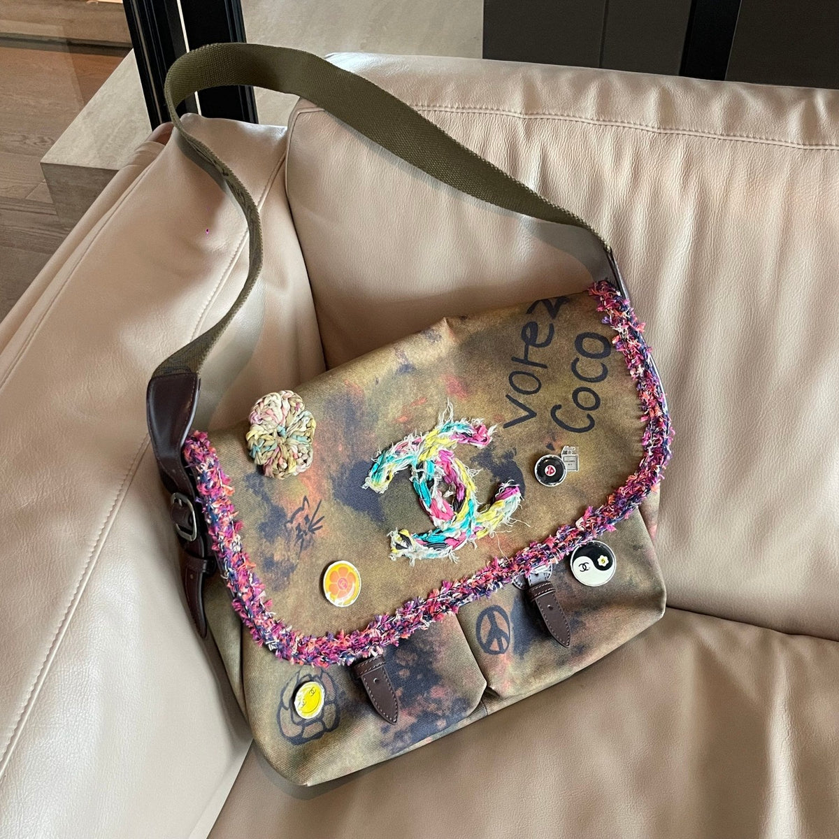 CC Pavements Graffiti Messenger Bag Multicolor Canvas