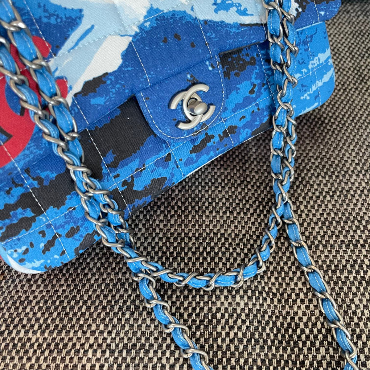 CC Surf Line Choco Bar Flap Bag Blue Canvas
