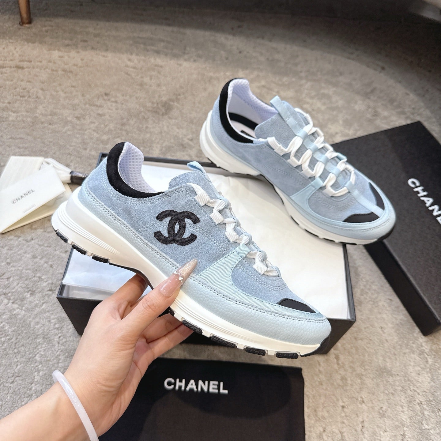 CC 26s Sneaker Baby Blue Black Suede 647437