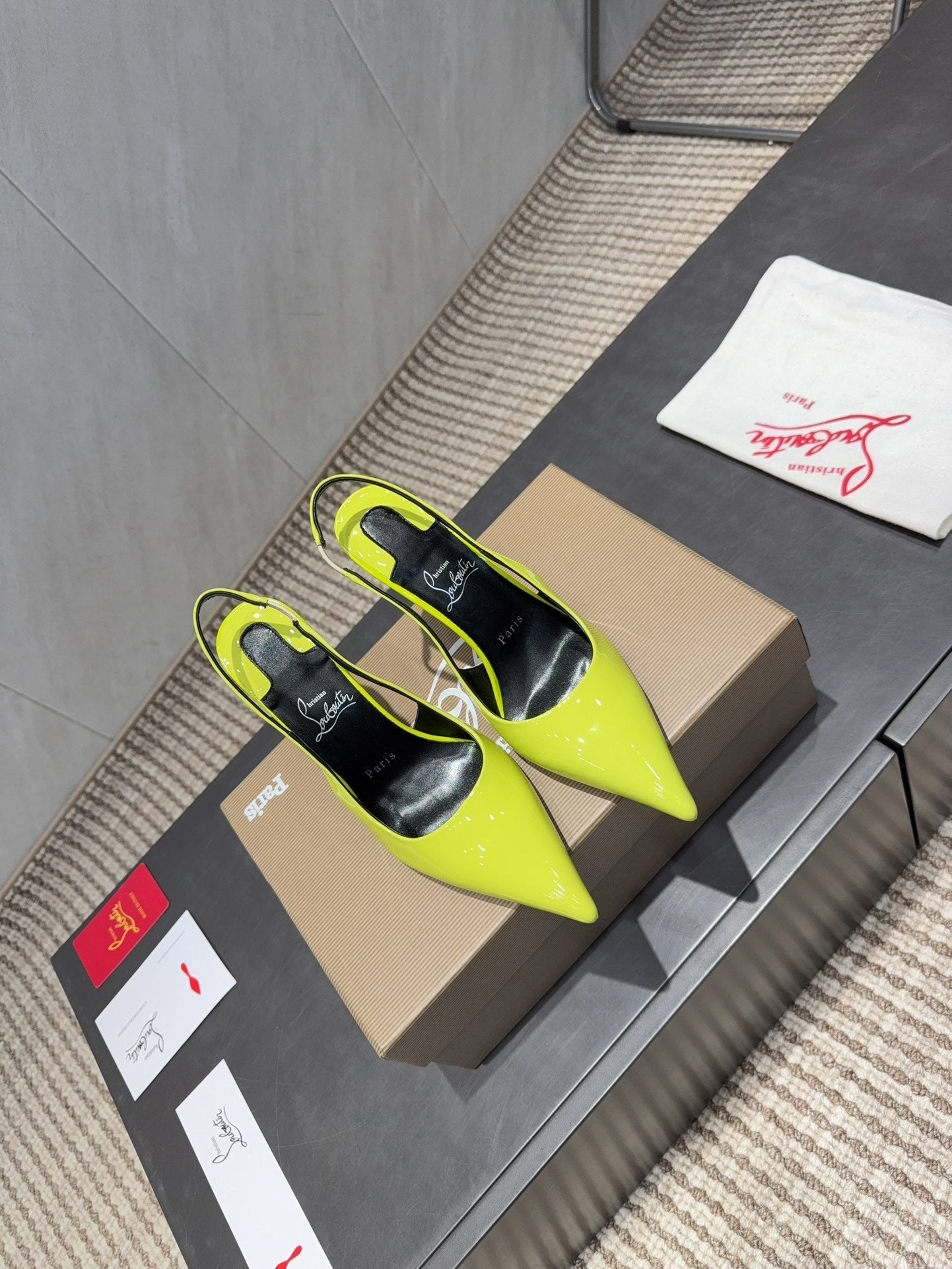 CL 26SS Slingback 100 Neon Yellow Patent Leather 613988