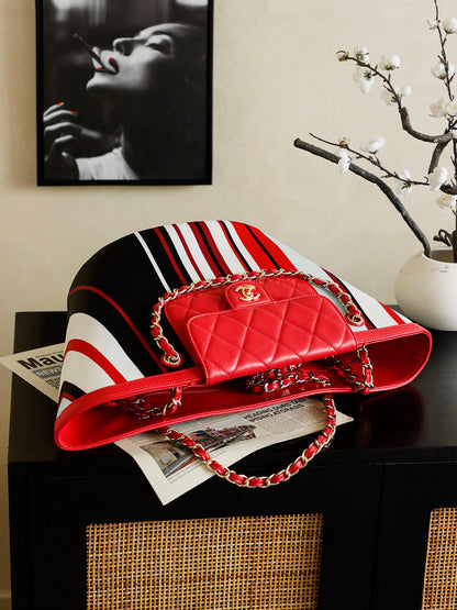 Chanel 2026 Bag 54cm Red Mix Colors Canvas Leather