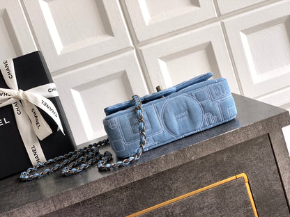 Chanel 2026 Flap Bag 20cm and 25cm Blue Denim Leather