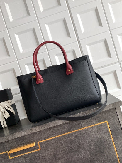 Chanel 2026 Shopping Bag Black mix Burgundy Calfskin