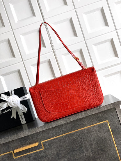 Chanel 2026 Bag 32cm Rich Red Embossed Cowhide