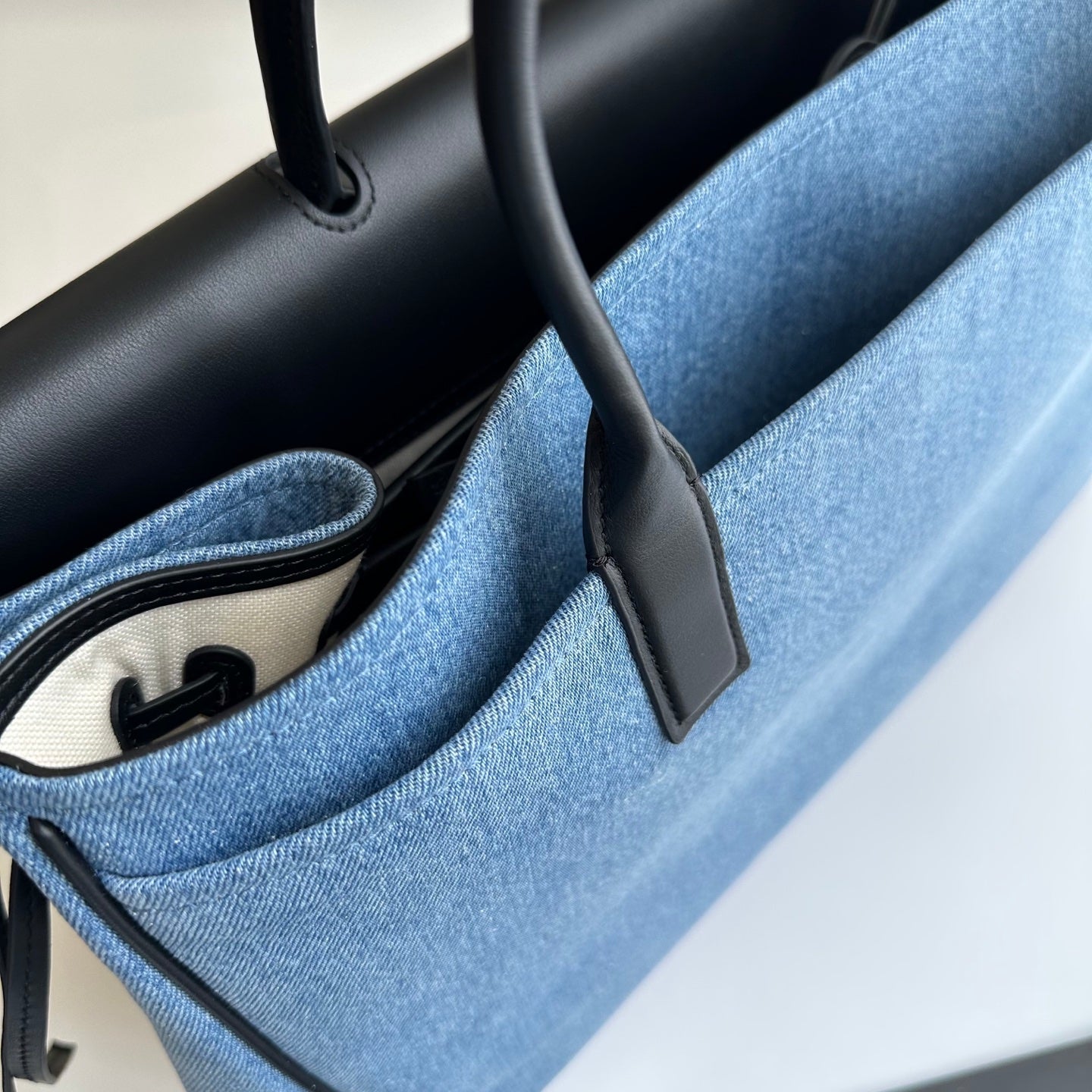 Chanel 2026 Shopping Bag 43cm Blue Black Denim Calfskin