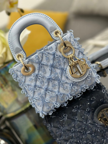 Dior 2026 Embroidered Beaded Bag 12cm Satin Leather 148685